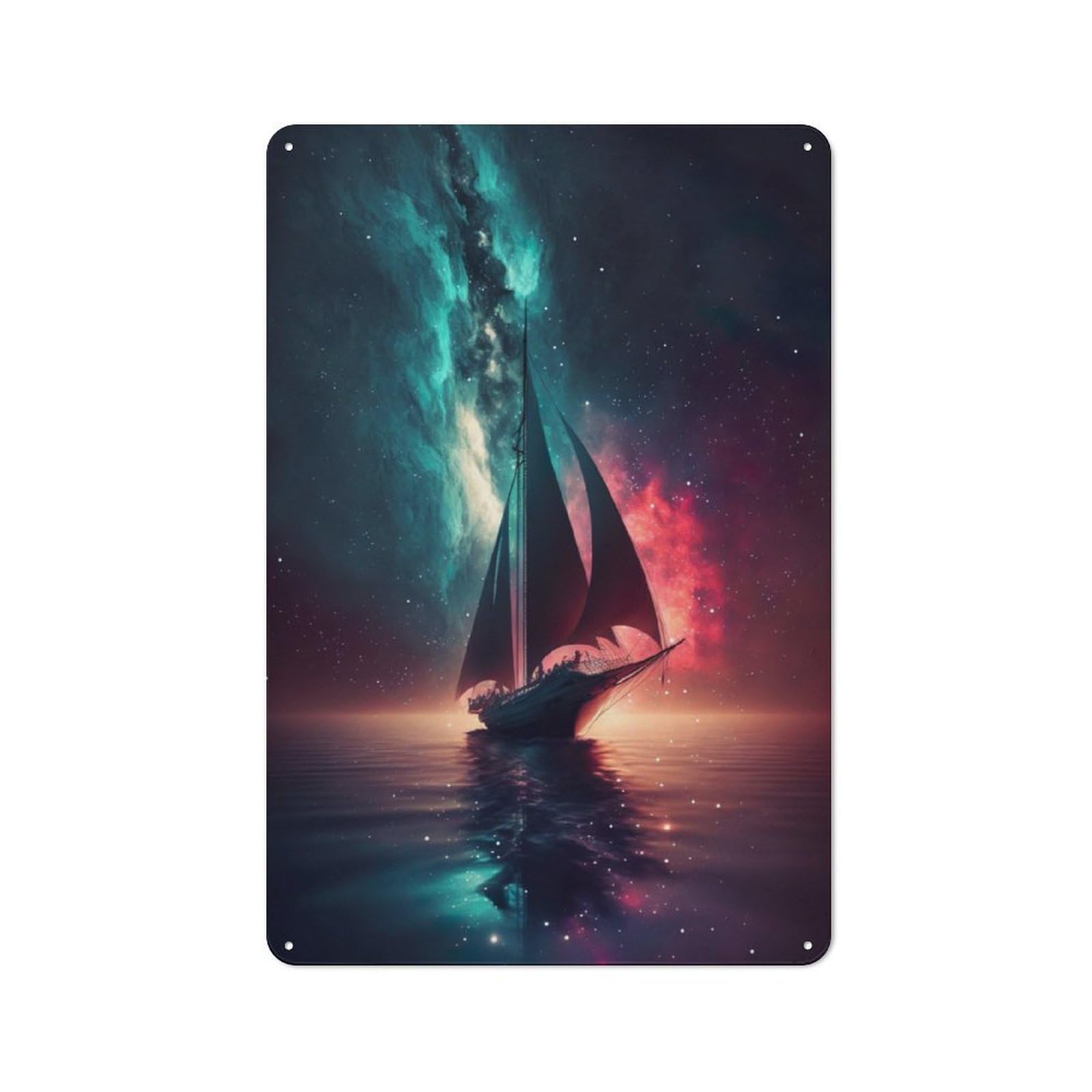 Junmoney Space Sailing Boat Galaxy Retro Metal Wall Sign 30X20cm With For Home Bar Wall, A Decorative Gift For A Newly Furnished Home Bar
