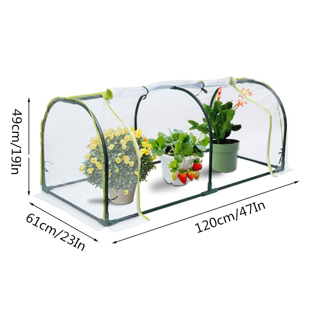 Szklarnia ogród przenośny odporny na warunki atmosferyczne zielony dom z zamkami do wewnątrz na zewnątrz szklarnia roślina domek/szklarnia na podwórka 120 cm dł. x 58 cm szer. x 49 cm wys