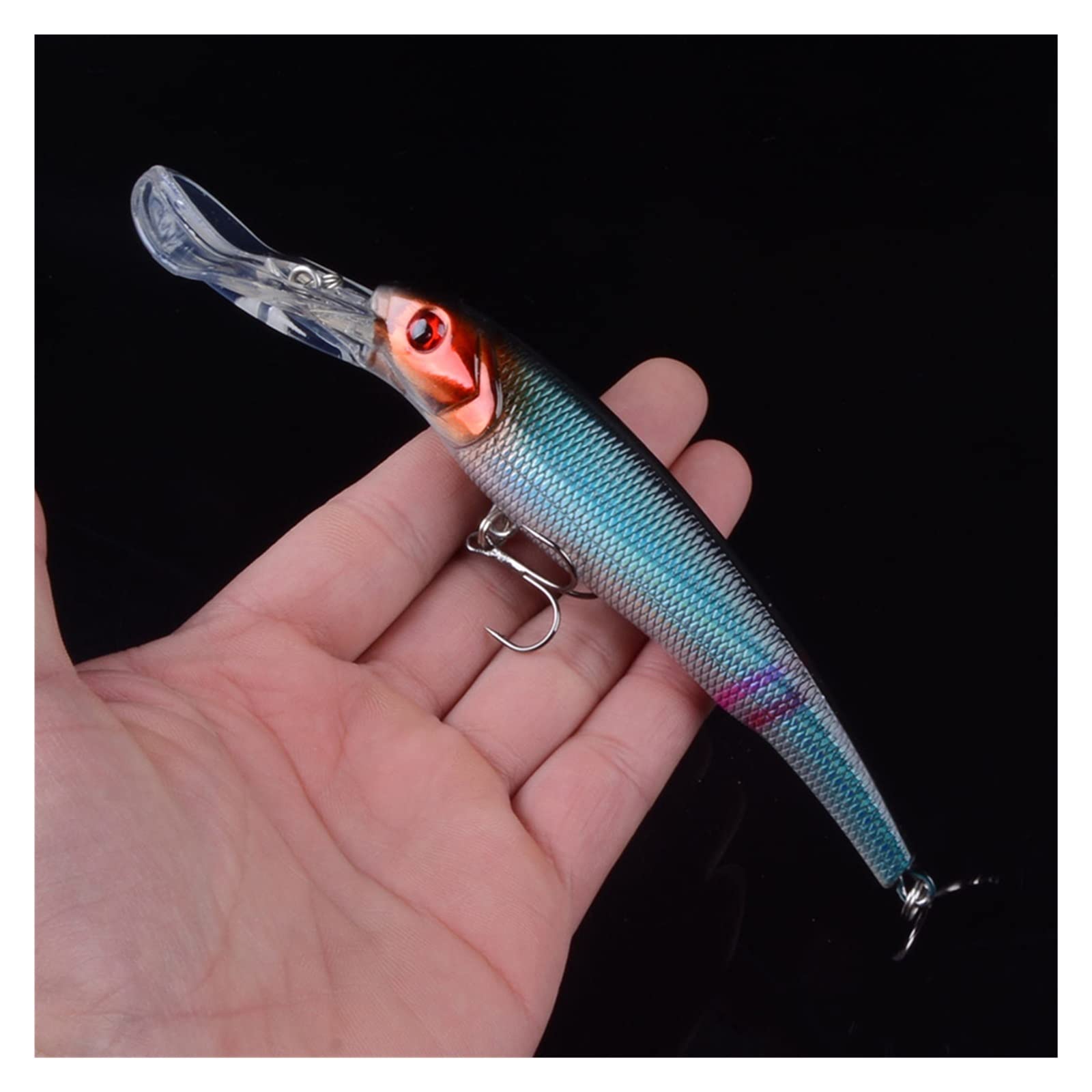 XILILHC 8 Stück 16,5 cm 28 g große Elritze Angelköder Tiefseebarsch Köder künstlicher Wobbler Fisch Crankbait Schwimmköder Tauchen 3D Augen