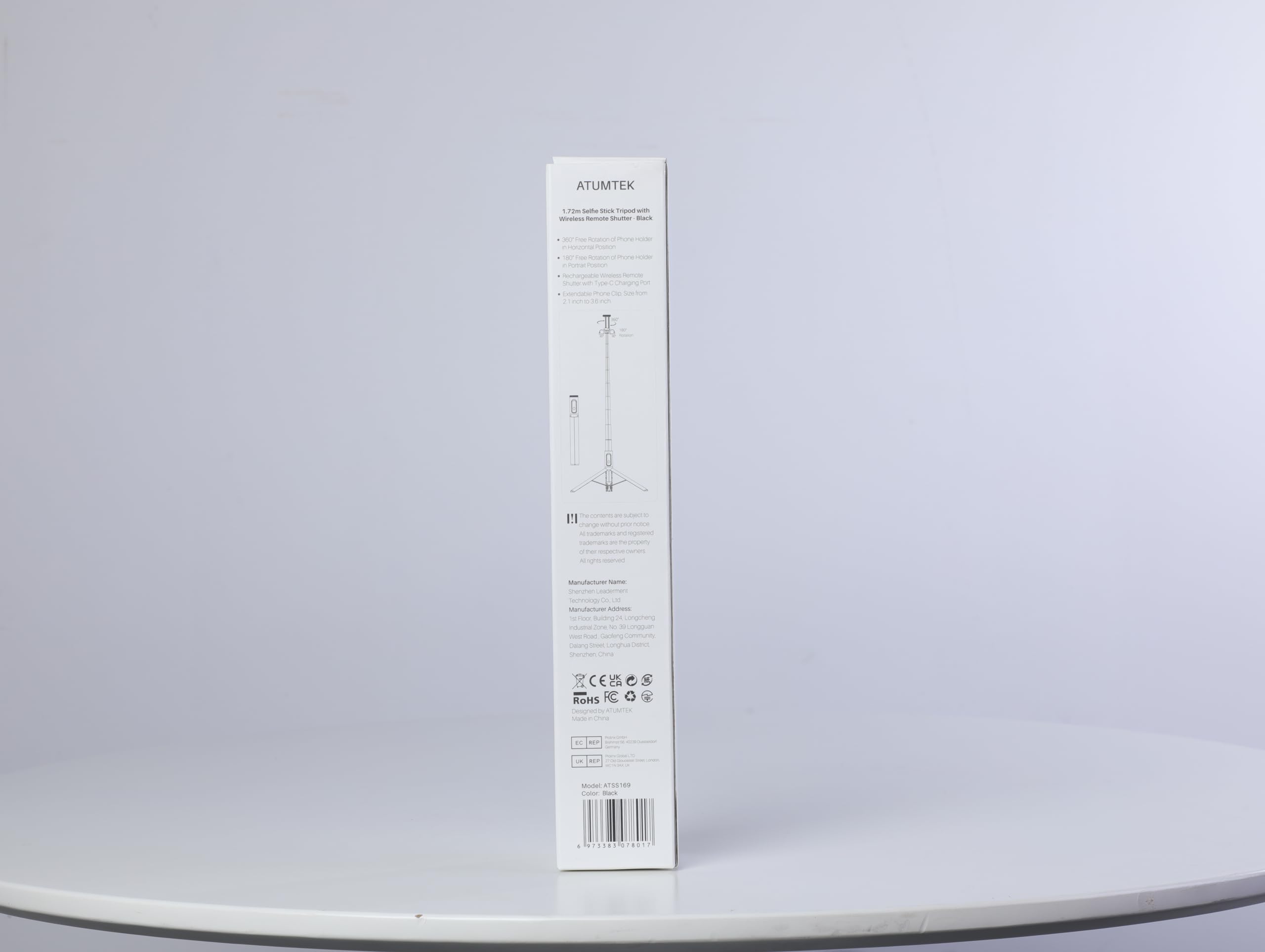 ATUMTEK 68.5" Selfie Stick Tripod, Extendable Aluminum Tripod with Rechargeable Bluetooth Remote, Compatible with iPhone and Android Smartphones, Perfect for Travel, Vlog, Video and Photo, Black