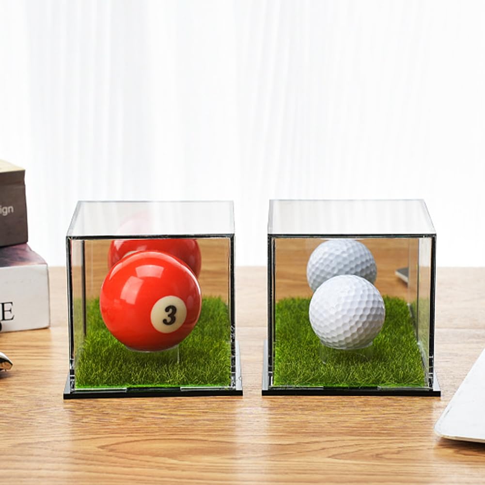 Golfball Vitrine Quadratisch, Gedenkbox Aufbewahrungsbox mit Acrylspiegel, Acryl Golfball Präsentationsständer, Clear Acrylic Golf Ball Display Case für Tennisball/Baseball/Billard/Golfball