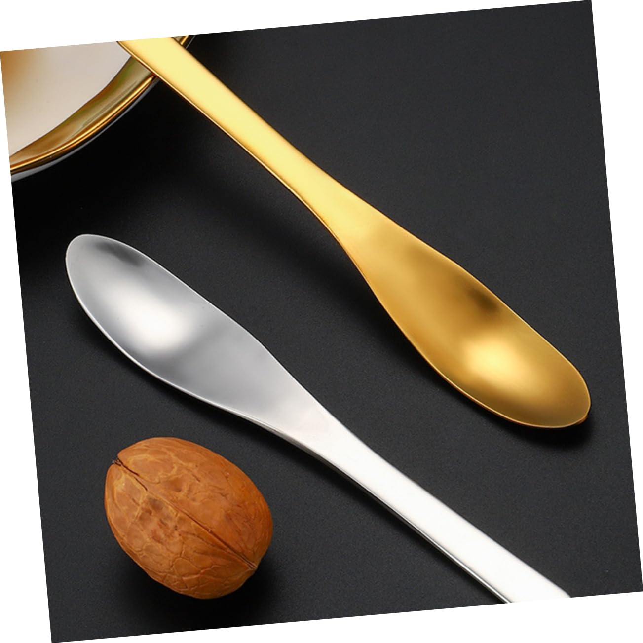 FUNOMOCYA 2pcs Stainless Steel Coffee Spoons for Coffee Bar Fruit Spoon Metal Spoons Wear-resistant Cake Spoon