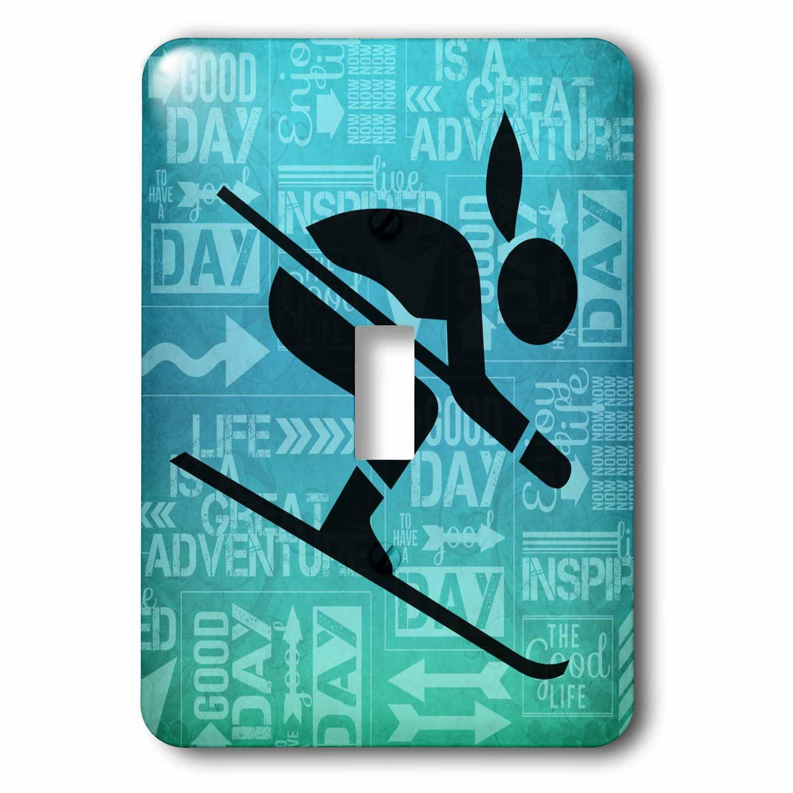 Silhouette skier descente 3dRose lsp_173213_1 interrupteur Adventure Word Art Light