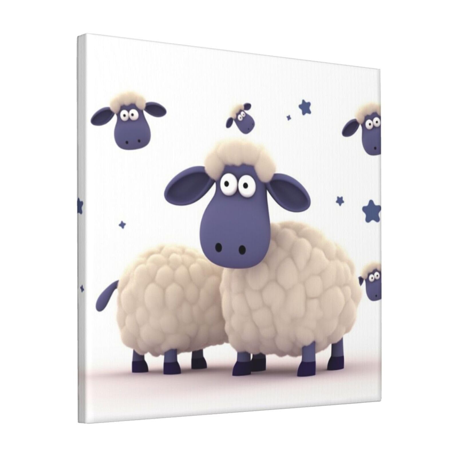 KLOPH Sheep Canvas Wall Art for Living Room 12"x12" Modern Artwork Painting for Bathroom Hanging Canvas Prints Aesthetic Wallart for Bedroom Kitchen Office Wall Decor