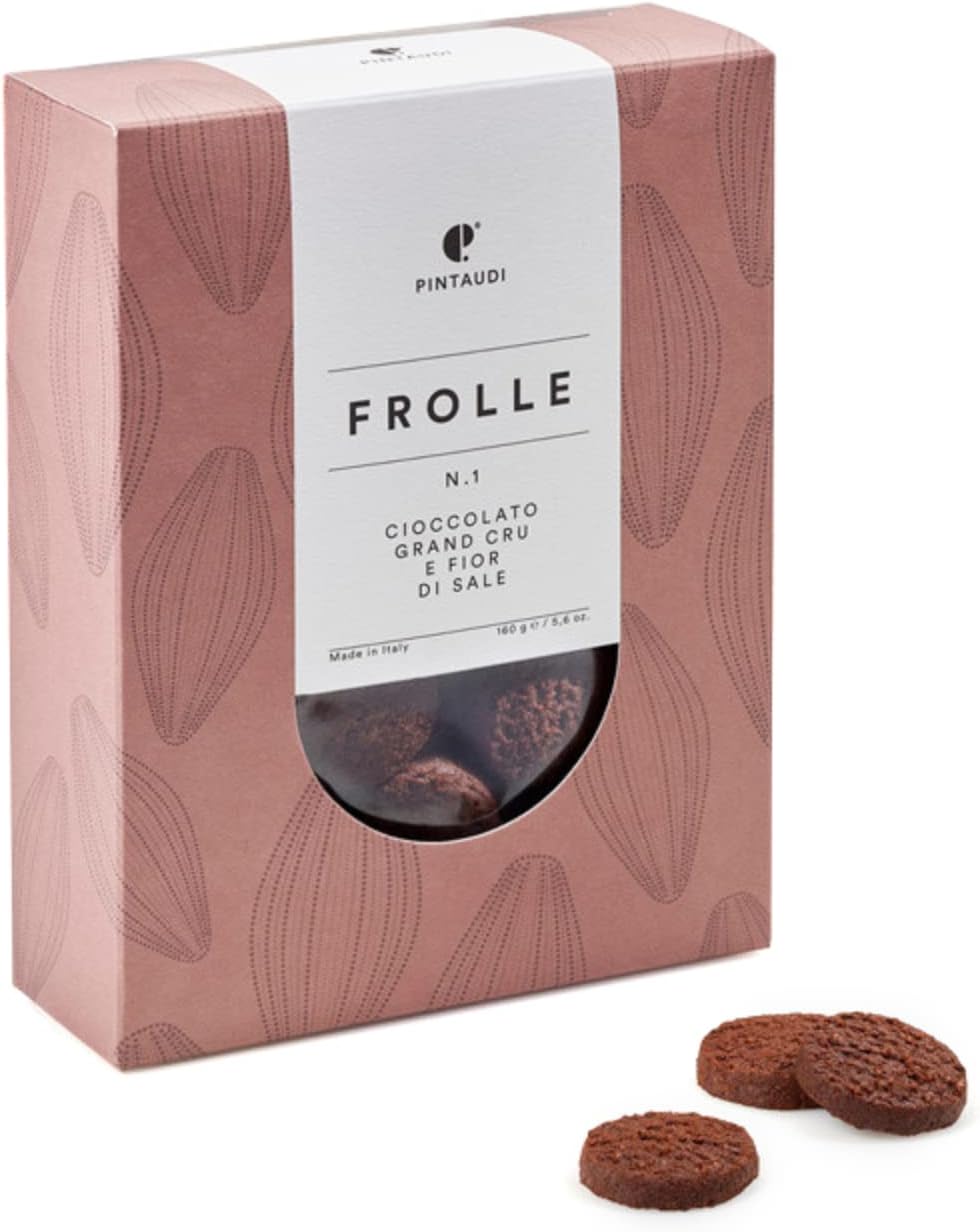 pintaudi | Masa quebrada con chocolate y flor de sal | Galletas de chocolate Grand Cru | Galletas de mantequilla en bolsa con flor de sal - 160 Gr | Tortitas De Chocolate Dulce Y Salado