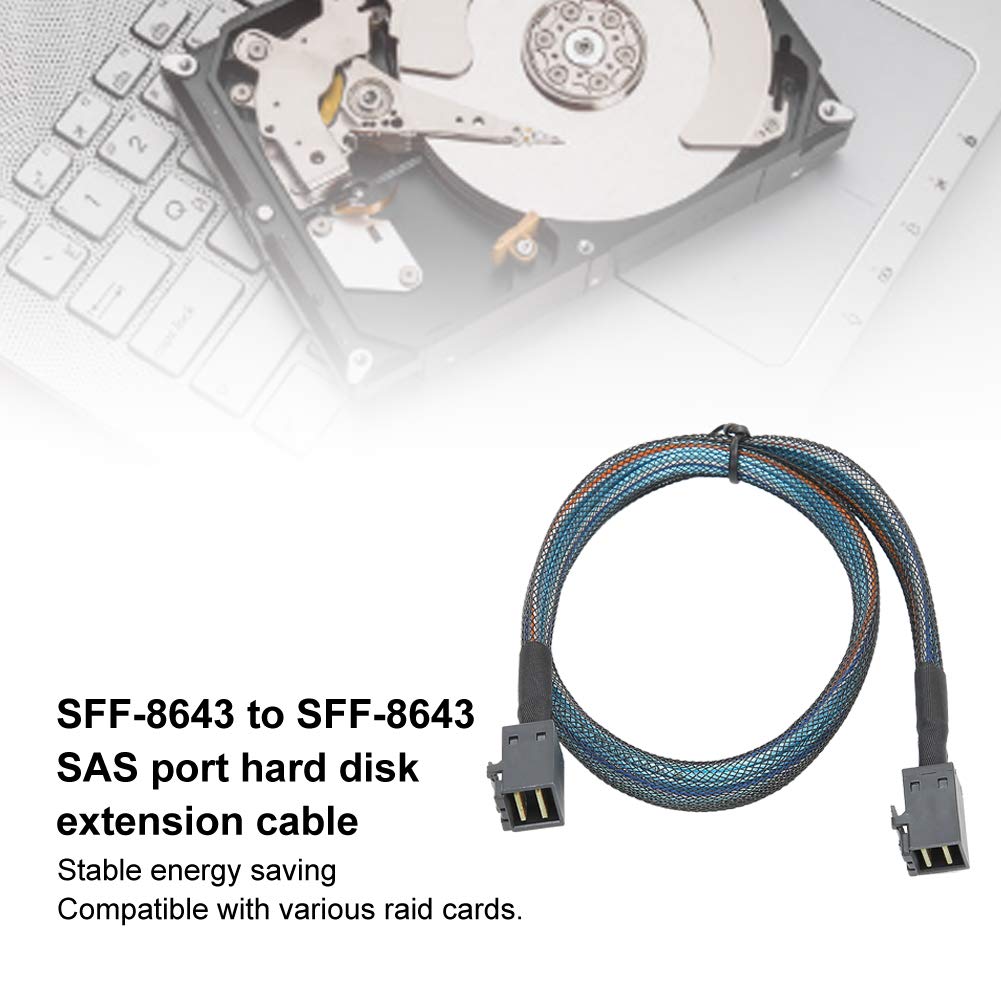 Mini SAS Kabel, 1Meter/0.5Meter SFF-8643 zu SFF8643 H0106 Server Kabel, 12 Gbit/s Nylon geflochtener SAS Festplatten Adapter Kabel Datenkabel(1m)