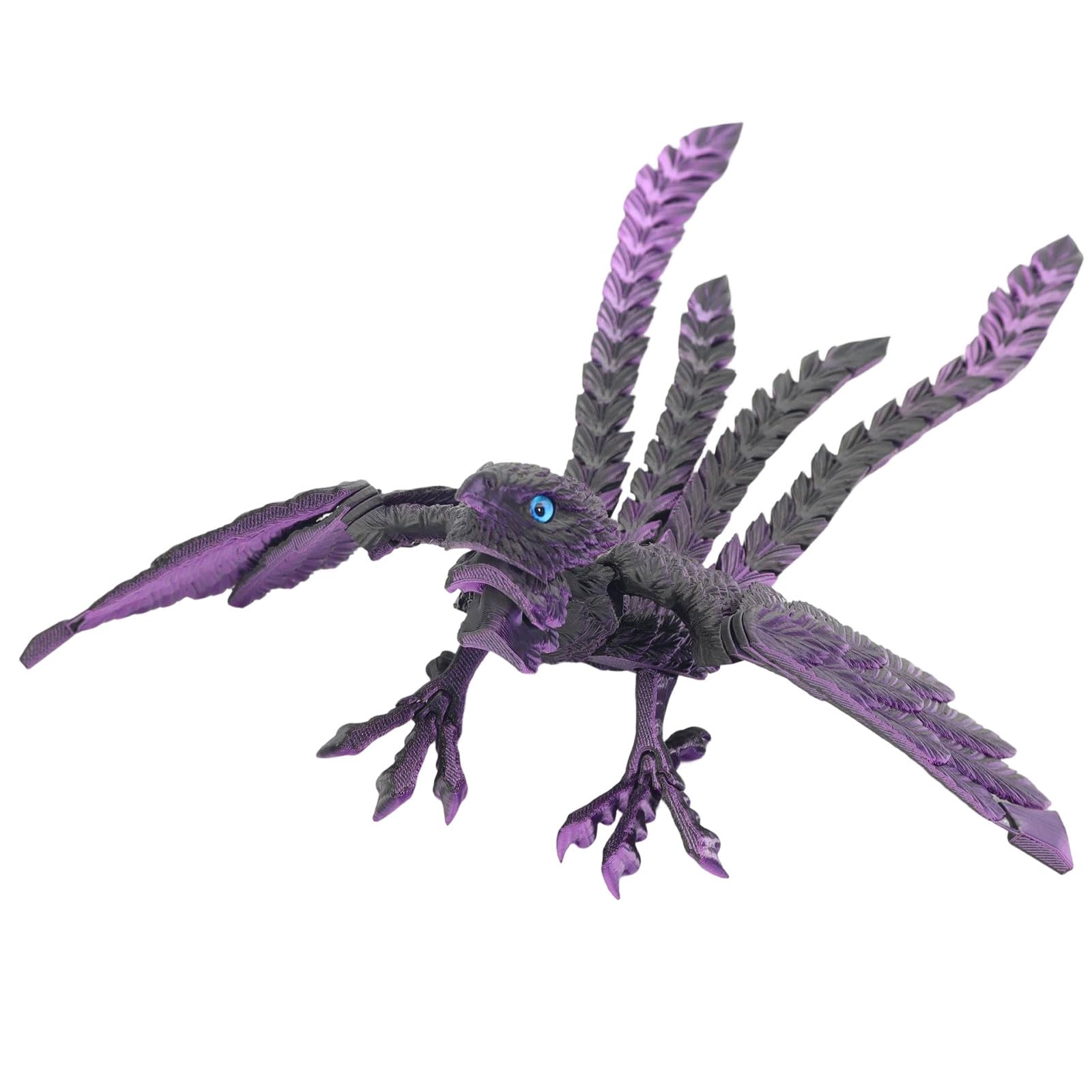 Hrtyvhin Blackpurple Articulated Phoenixes Figurine With Realistic Eye For Home Decors High Detail 3D Printed Design Collectible Gift Poseable Phoenixes Statue