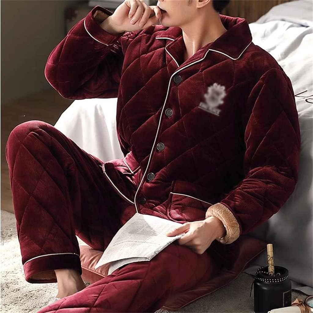 Red Pajamas Quilted Winter Home Clothes Casual Men's Cotton Suit Men