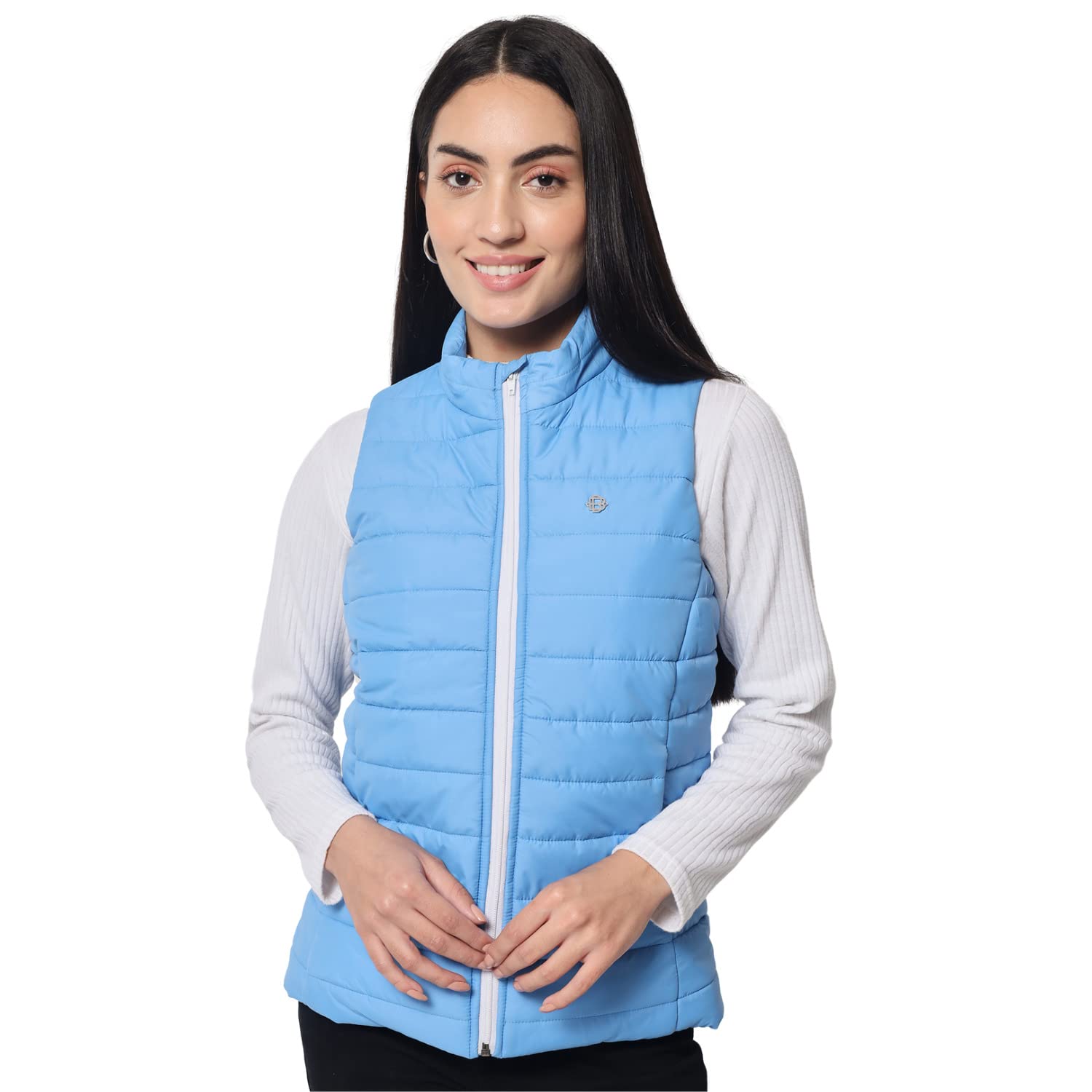 beatnik Polyester Solid Stand Collar Light Pink Women Sleeveless Jackets&Coats-picture-36