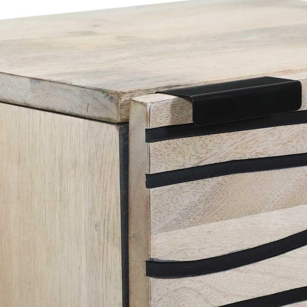 Aparador blanco 40 x 33 x 110 cm de madera maciza de mango con 3 puertas, armario de almacenamiento moderno para salón, pasillo, dormitorio, cocina, buffet