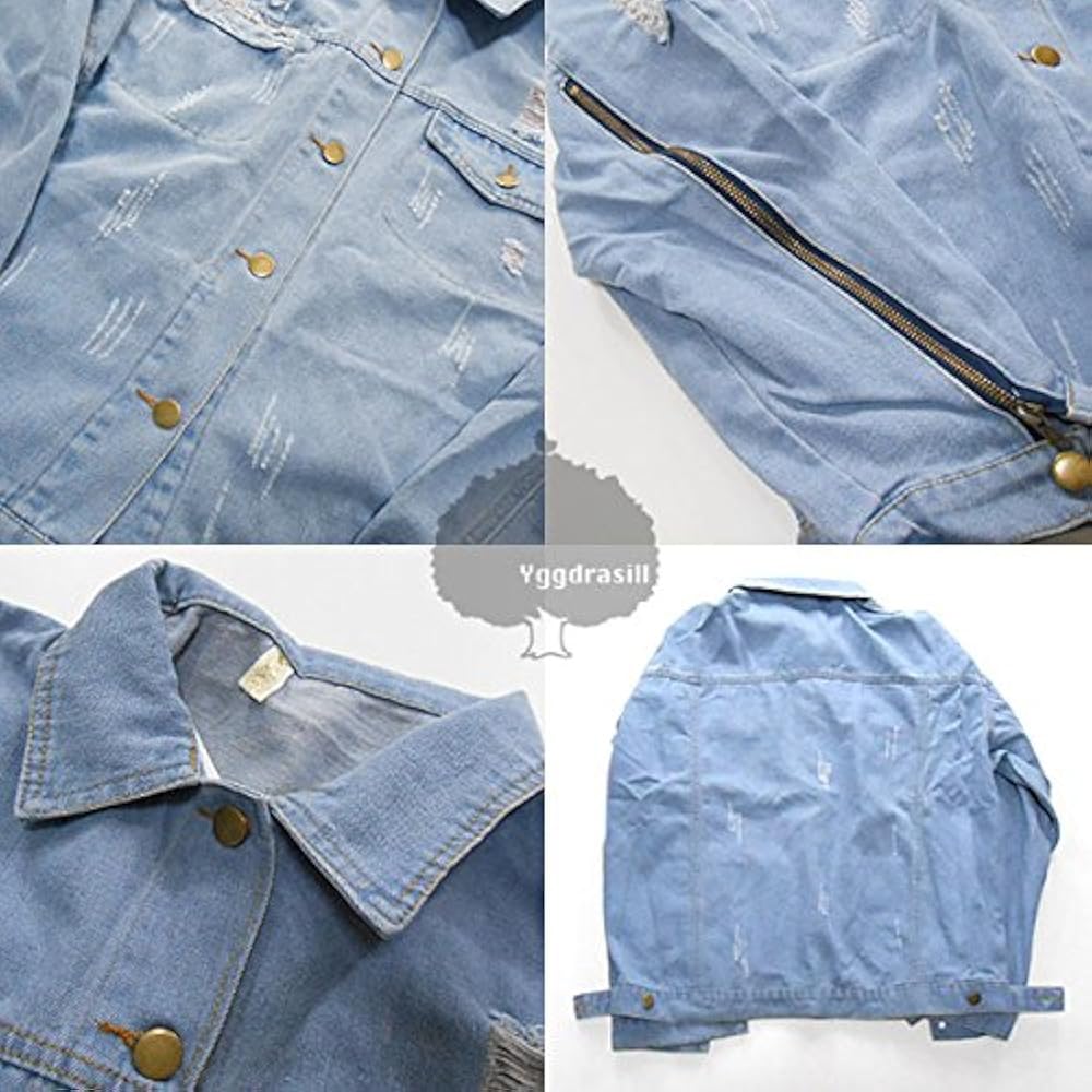 Amazon | オーバーサイズ デニム ジャケット 水色 ビッグサイズ