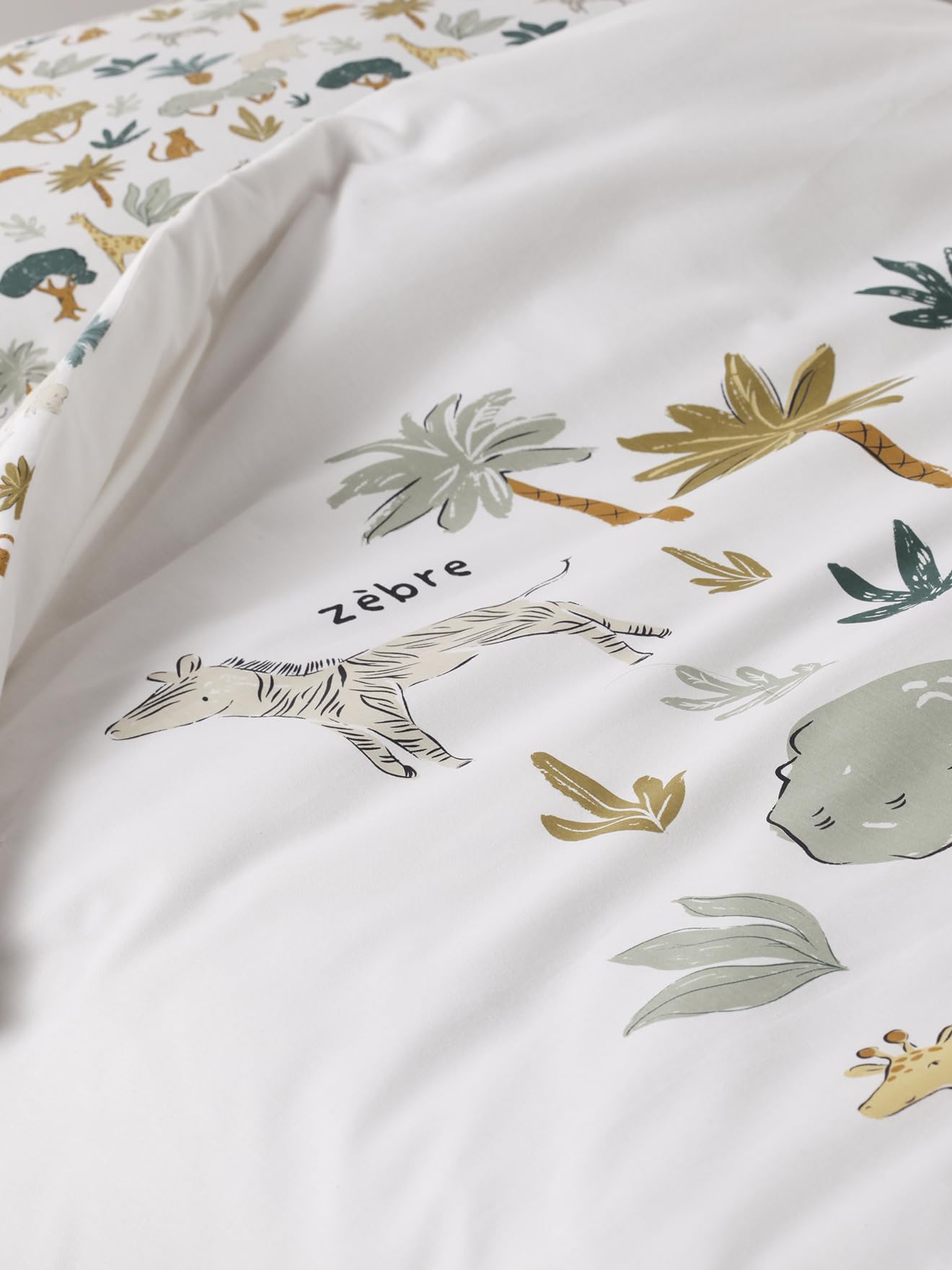 VERTBAUDET Parure Housse de Couette et taie d'oreiller bébé Savana Multicolore 80X120 40X60