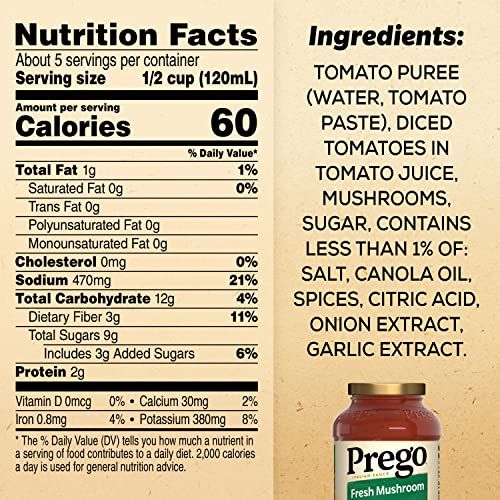 Image of Prego Fresh Mushroom Pasta Sauce, 24 Oz Jar (Pack of 12)