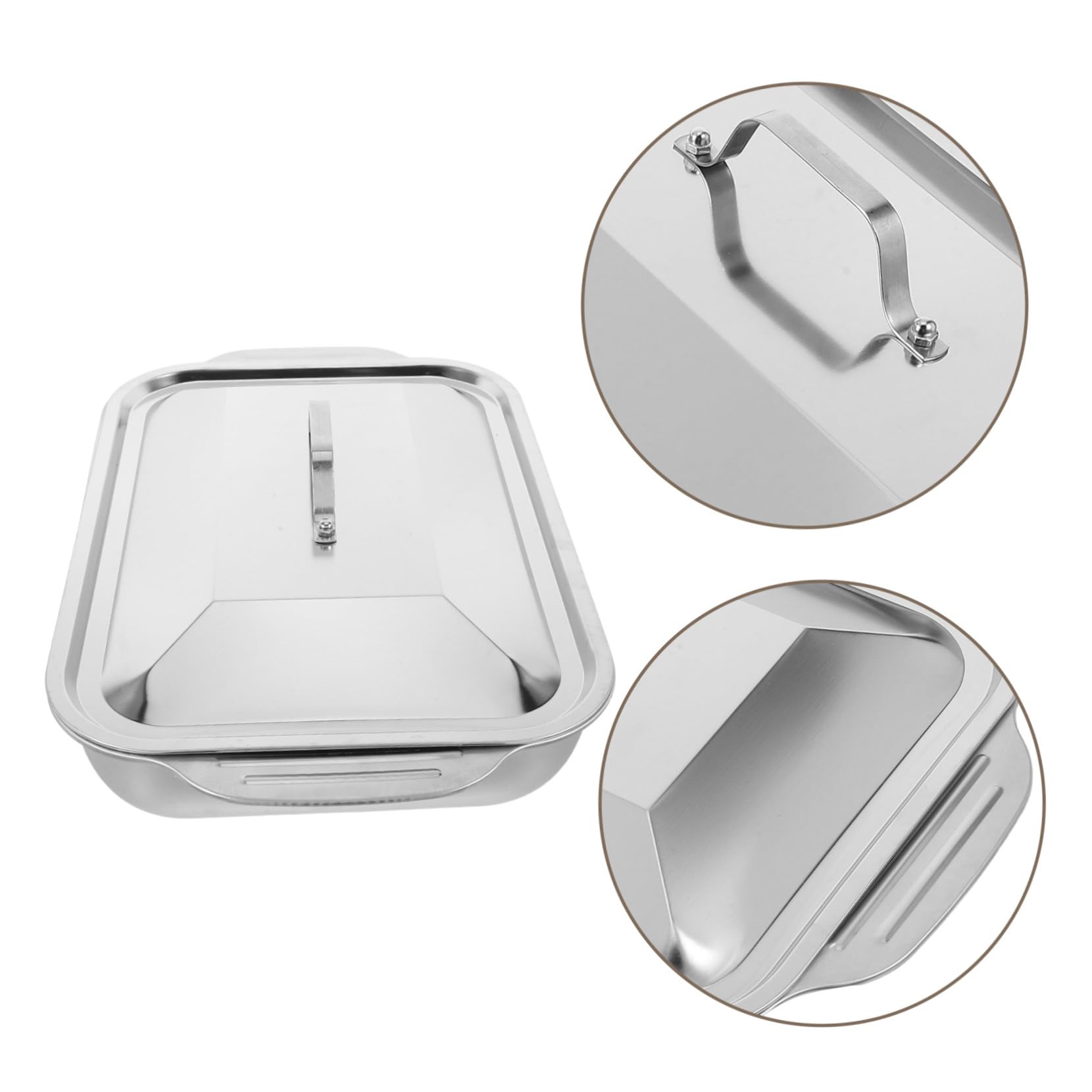 Asar y Hornear Bandeja Rectangular de Acero Inoxidable con Diseño Profundo y Resistente Pescado y Carnes para Uso en Parrilla y Horno