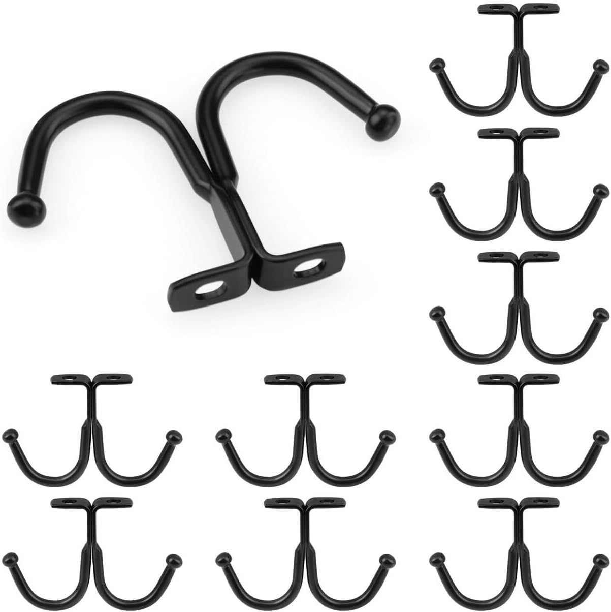 10 Pack Under Cabinet Hooks, Double Prong Ceiling Heavy Duty Shelf Coffee Cup Coat Hangers Mug Hooks for Hanging Bathroom Kitchen Wall, Silver