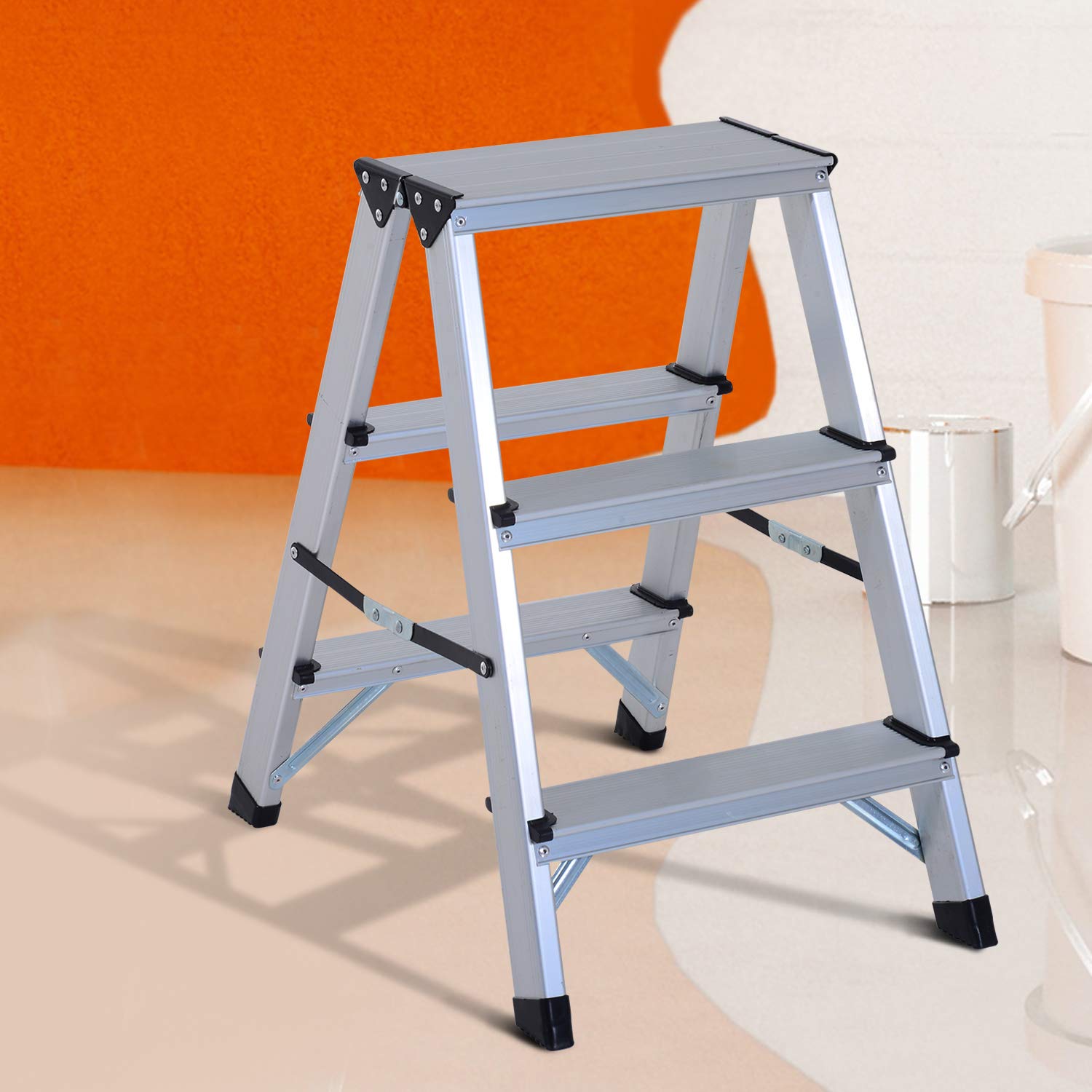 Aluminium Double Sided Step Ladder Folding Atype Household Stepper 5 Steps Ladders DIY
