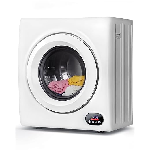 2.65 Cu.Ft Portable Clothes Dryer - 1400W Clothes Dryer with Stainless Steel Tub, Front Load Tumble, LCD Touch Panel - Compact Drying Unit for Laundry, Apartments, Dorms