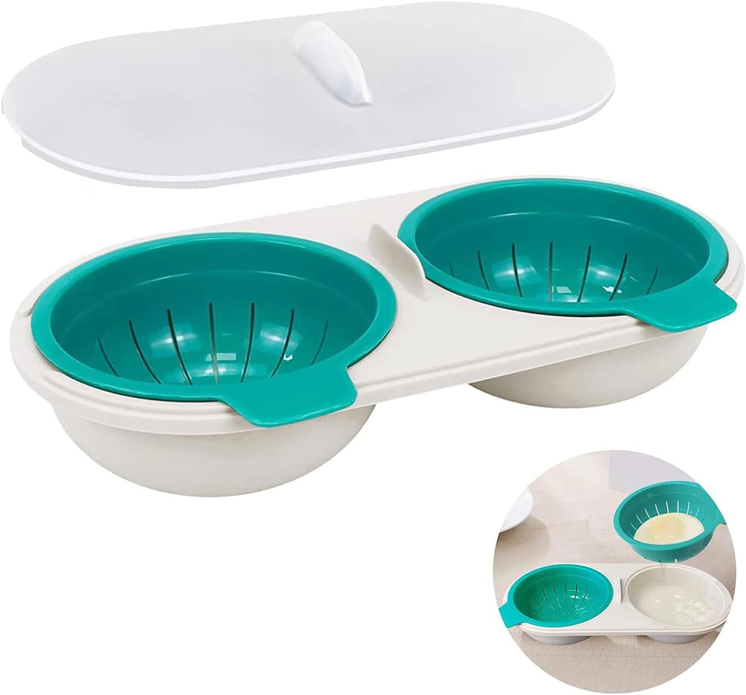 Microwave Egg Poachers Mold Eggs Poacher Cup Draining Egg Boiler Lids