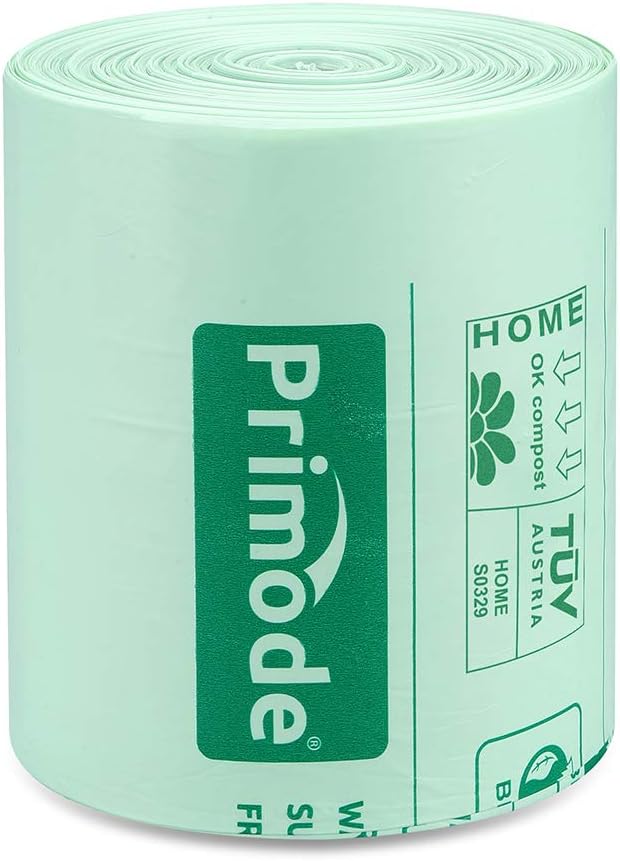 Primode Compostable Bags, 8 Gallon (30L) Food Scraps Yard Waste Bags, 100 Count, Extra Thick 0.85 Mil. ASTM D6400 Compost Bags Small Kitchen Trash Bags, Certified by BPI & TÜV AUSTRIA
