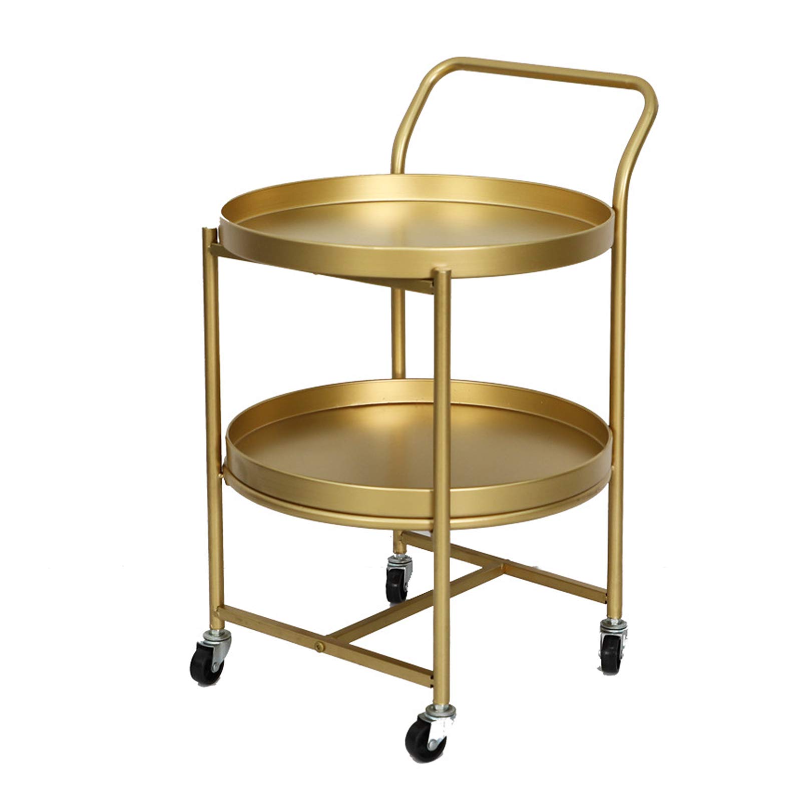FAXIOAWA Keukentrolleys Serveren, Opbergwagen Rolling Cart Keuken Opbergorganizer Met Wielen voor Keuken en Woonkamer (Goud, 2-Tier/40 * 40 * 63cm)