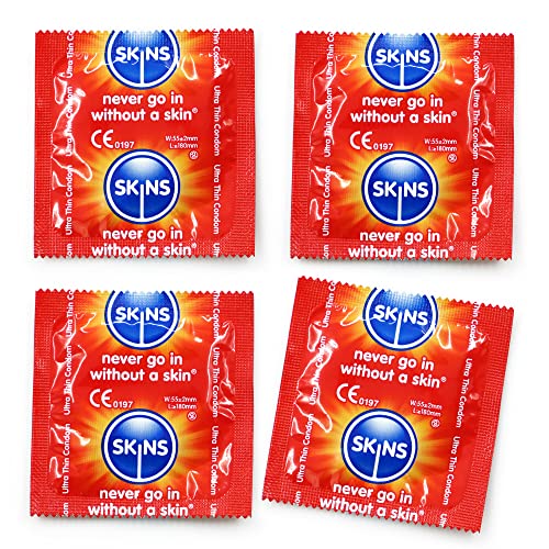 Skins Ultra Thin Condoms Big Box - Condones a granel, paquete de 100 con lubricación adicional para una sensación mejor y más segura; Condones premium ultrafinos a granel para un máximo disfrute