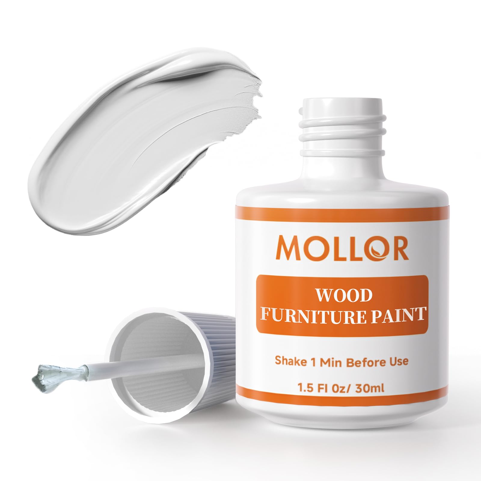 Mollor Wood Touch Up Paint, 1.5 Oz Quick-Dry White Paint for Wood Repair Scratches, Chips and Spots on Furniture, Cabinets, Doors, Tables, Kitchen,and