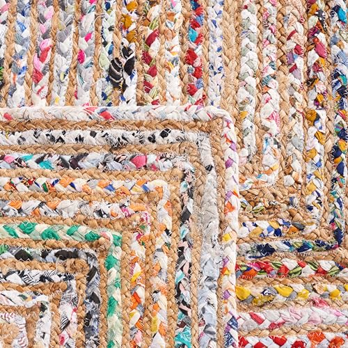 Tapete cuadrado 91x91 cm beige multicolor tejido a mano miniatura 2