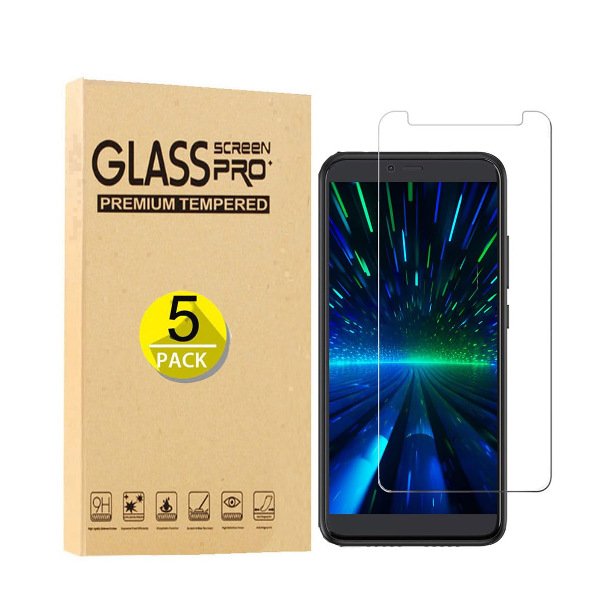 [5 Pack] Tempered Glass for Foxx FOXXD A56, Foxx A56 Screen Protector, Case Friendly 9H Hardness HD Clear [Anti-Scratch] [Bubble Free] [Anti-Fingerprint] Film for Foxx FOXXD A56