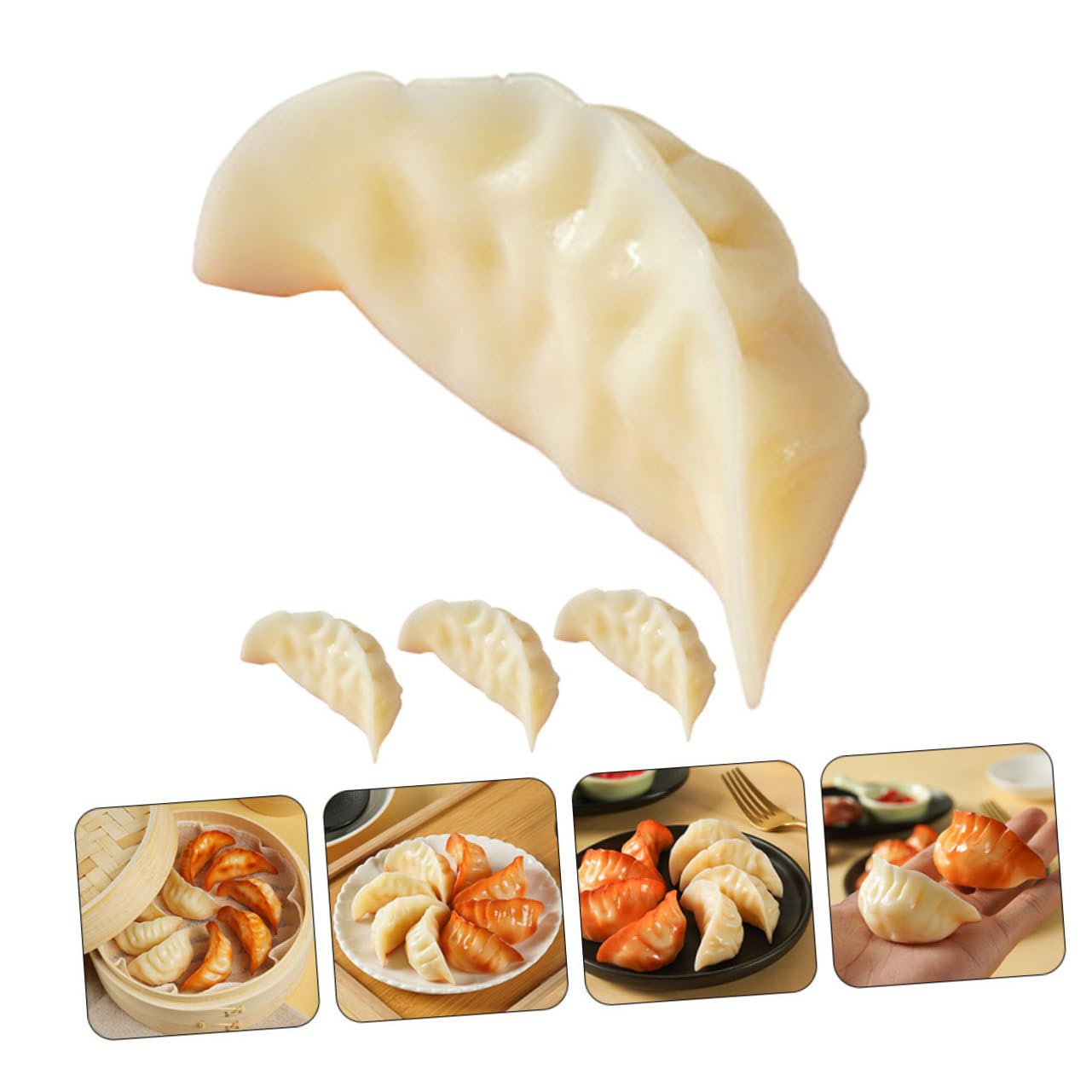 FOYTOKI Decor 4pcs Artificial Dumplings Lifelike Dumpling Fake Food Model Fake Bread Artificial Cake Realistic Cake Artificial Bread Loaf Lifelike Food Models s French Child PVC Key Chain