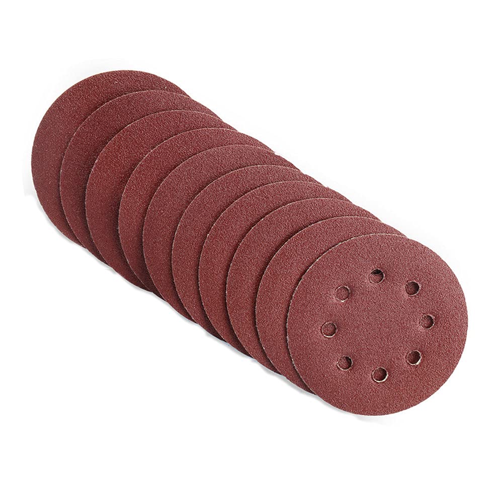 10 Uds 125mm almohadilla de pulido de papel de lija forma redonda 8 agujeros lijado discos de papel de lija para pulidora, grano 320