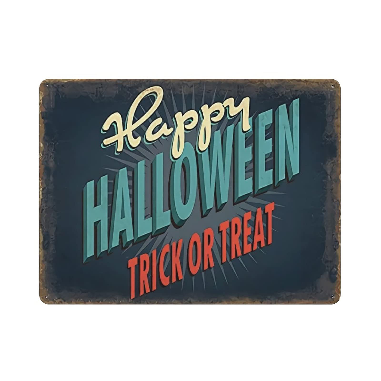 Metal Tin Sign Halloween Tin Sign Pumpkin Trick or Treak Happy Halloween Vintage Tin Poster Metal Sign Wall Decoration Country Kitchen Home Garage Decor 12"x16"
