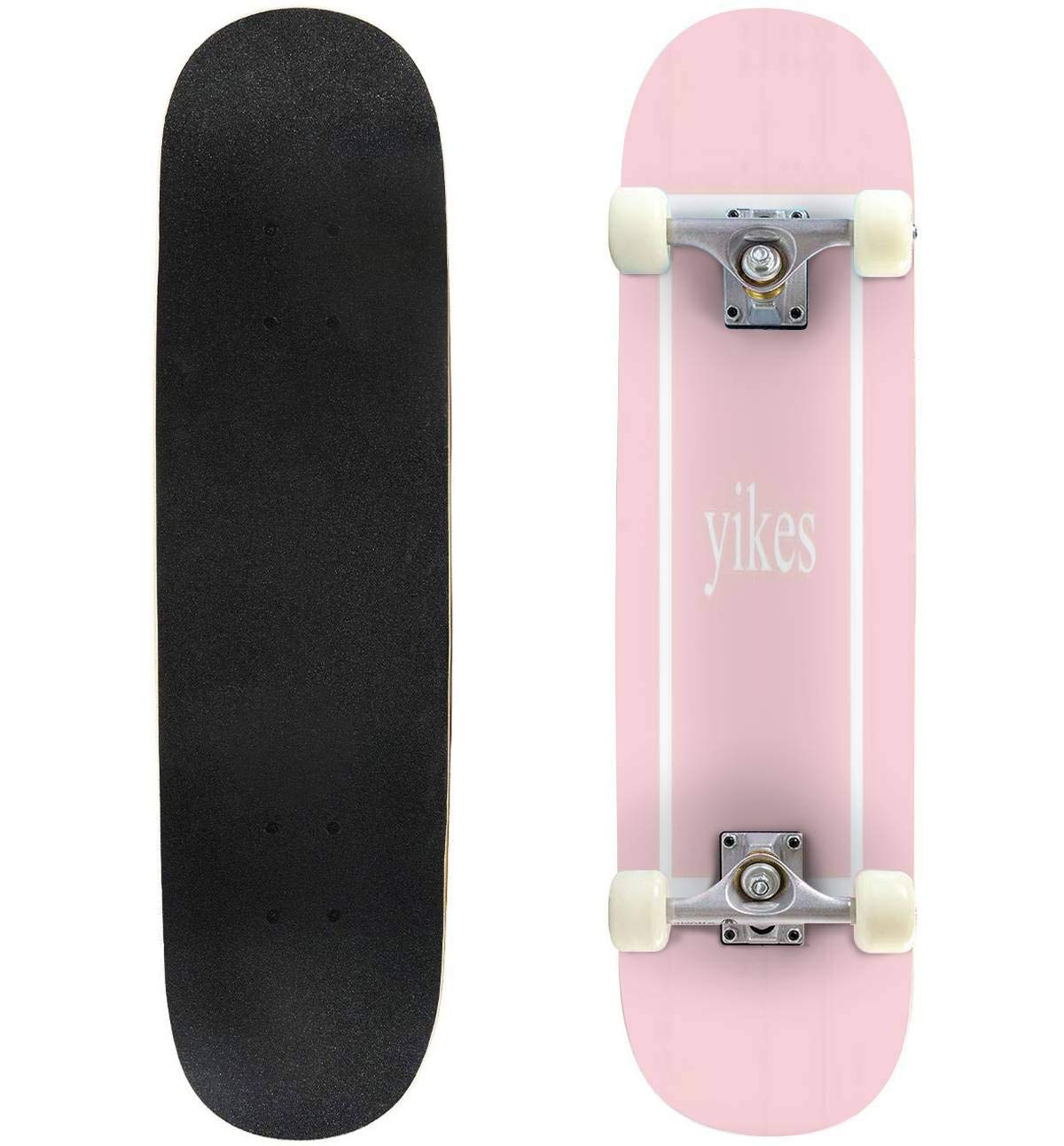 Pink Skateboard Complete Longboard 8 Layers Maple Decks Double Kick Concave Skate Board, Standard Tricks Skateboards Outdoors, 31"x8"