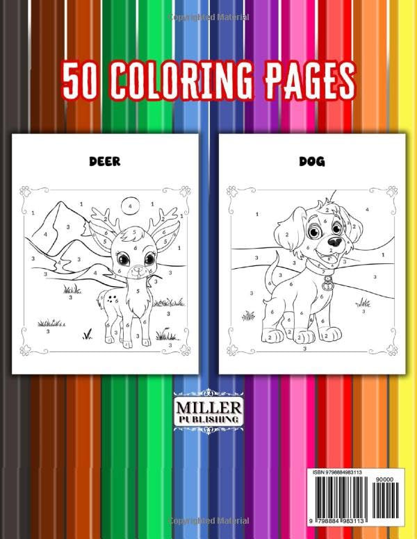 Color By Numbers For Kids 8-12- Girls & Boys- Animals: 50 Large Print Coloring Pages image 3