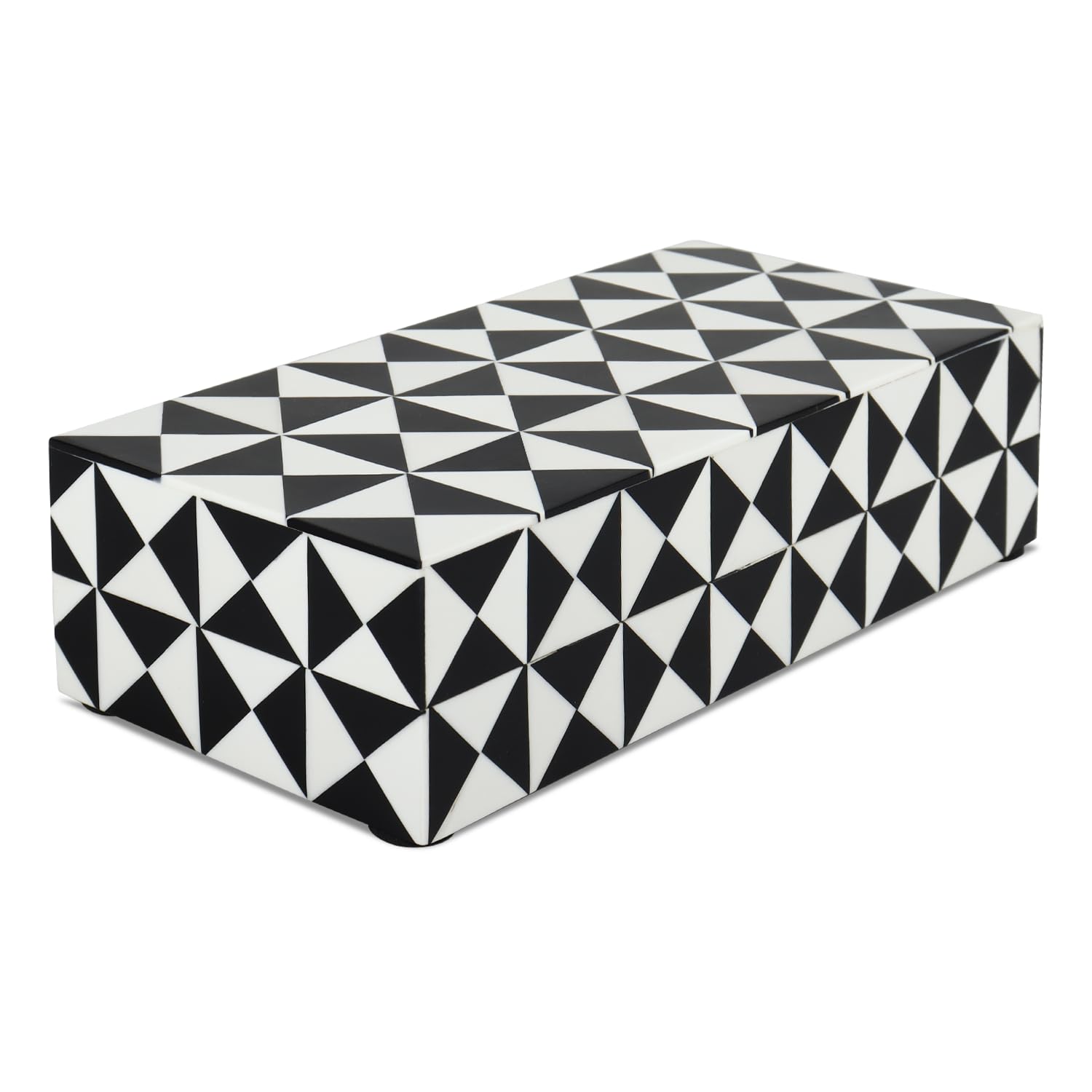 Handicrafts Home Handmade Triangle-B&W Collection Decorative Jewelry Box Organizer – Keepsakes, Trinkets, and Home Decor – Antique Coffee Table Storage, Memory Box, Farmhouse Style Decor, 10x4.5x2.5