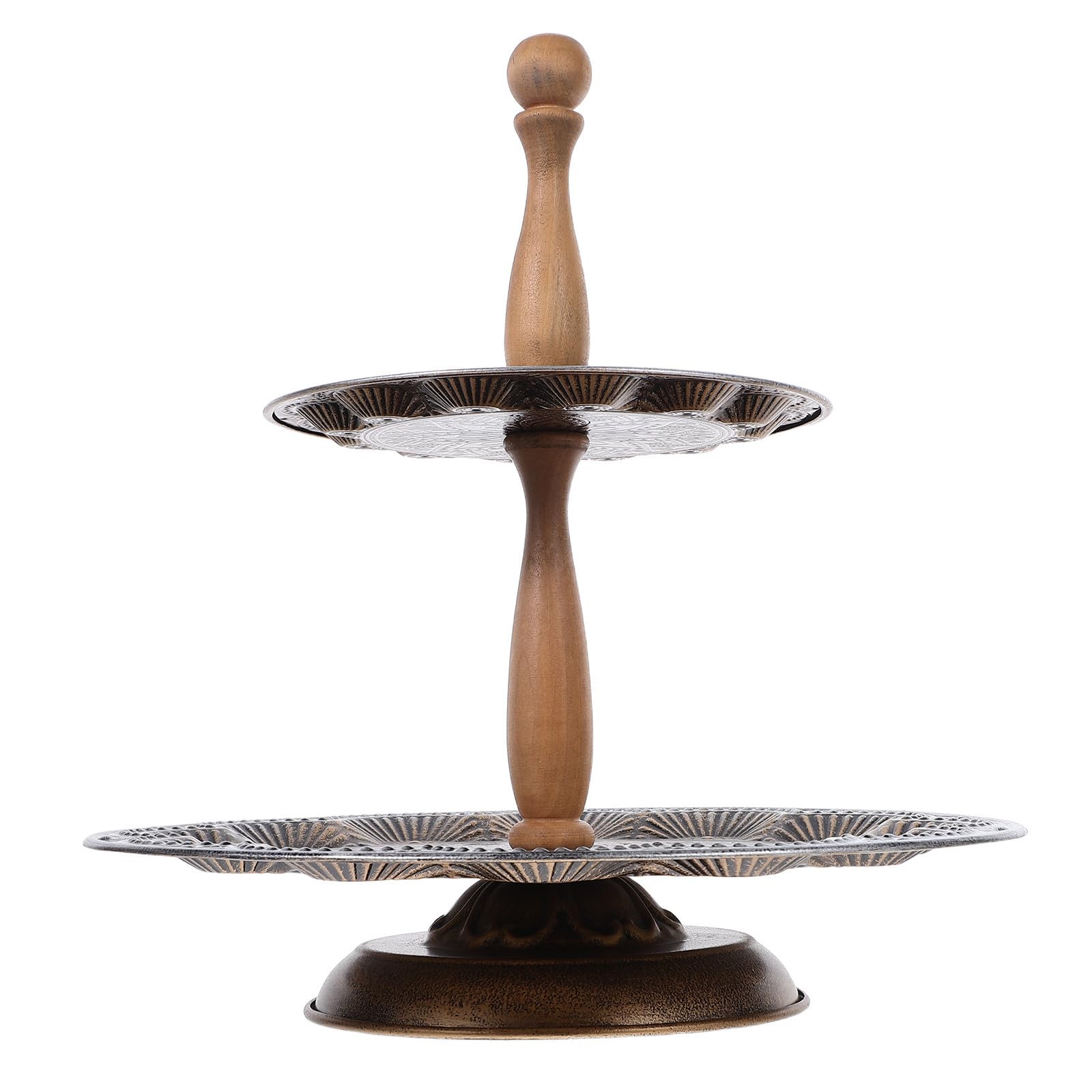 Bandeja Decorativa Rústica Diseño Desmontable de Hierro y Madera de 2 Niveles Soporte Reforzado para Bodas y Reuniones en Cocina