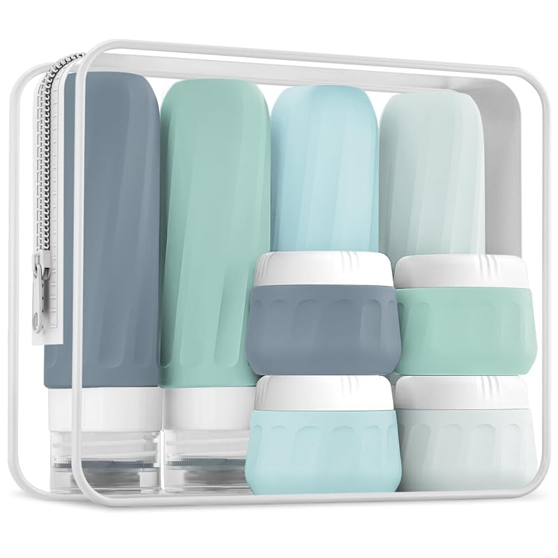 Mrsdry Kit com 8 Frascos Recarregáveis de Silicone e Bolsa Transparente