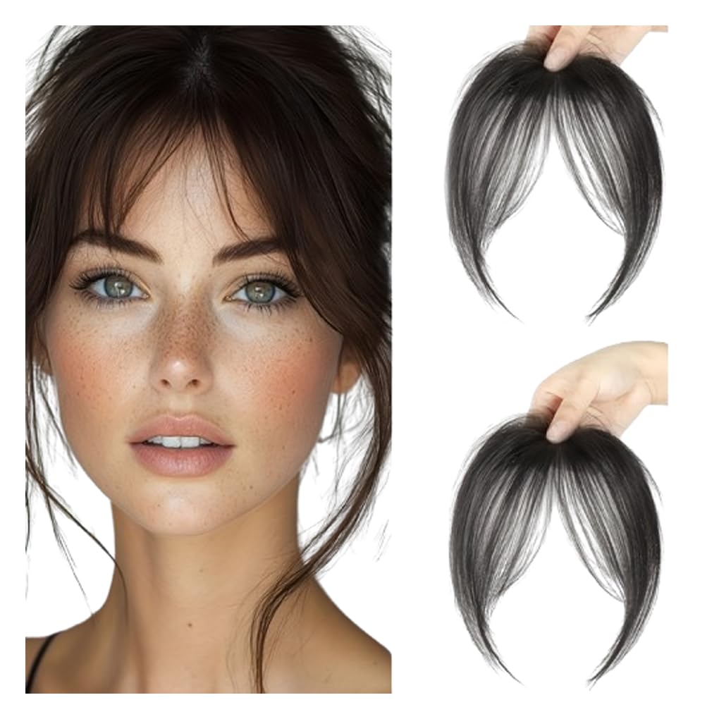 Bangs Hair Clip in Bangs Fringe with Temples Hairpieces for Women Hair Bangs Extension for Daily Wear (Natural black#)