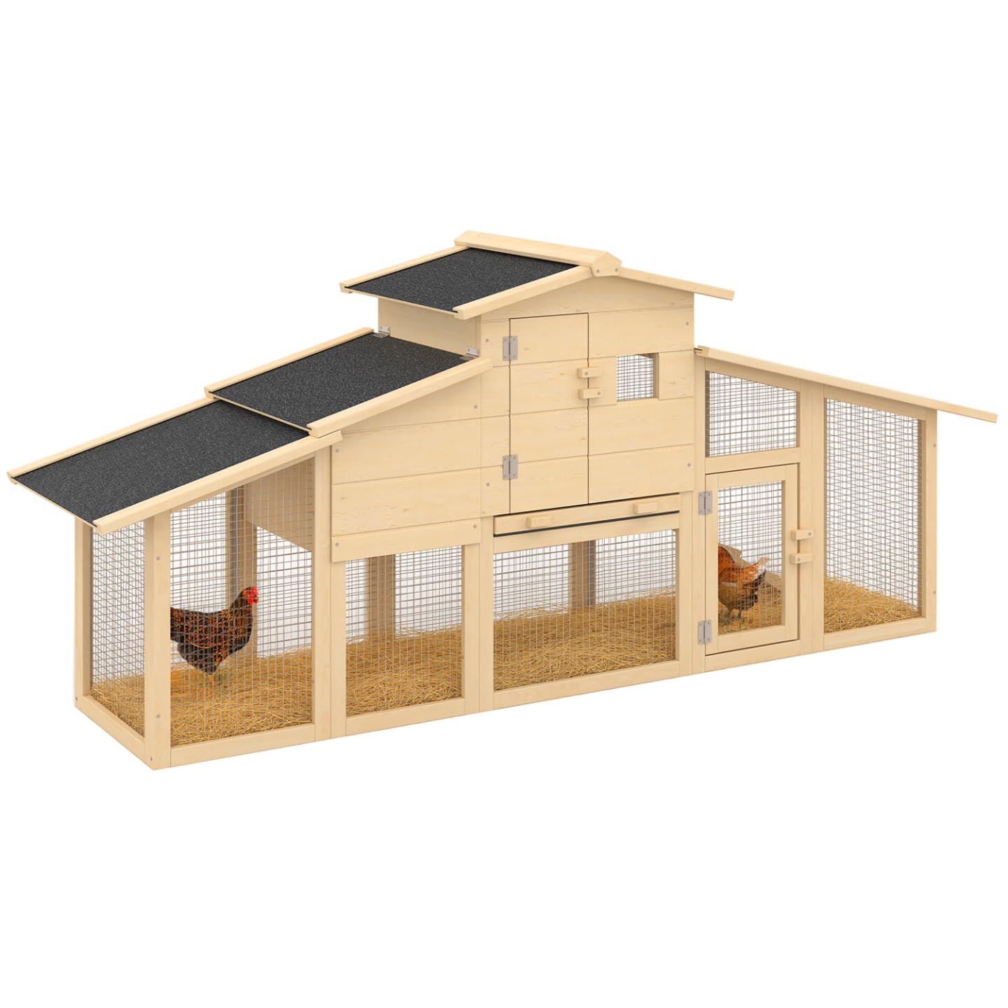 IDMarket – Gallinero VIP con ponderador y conejera doble XXL de madera