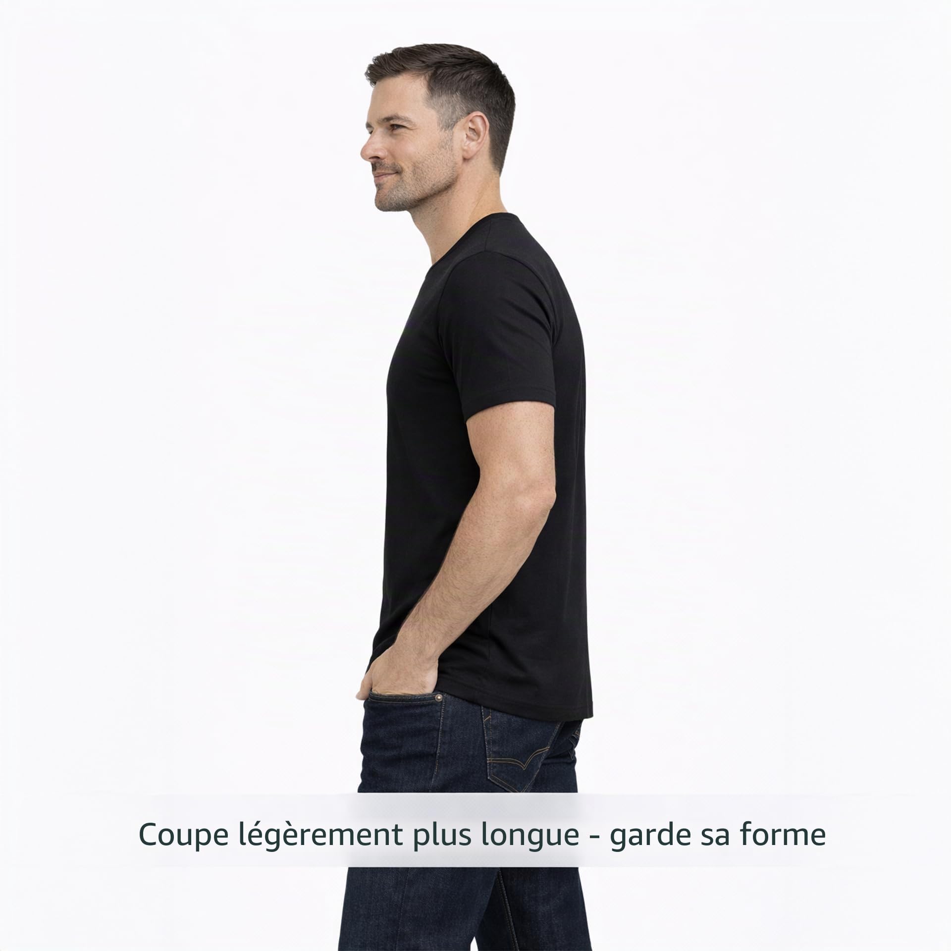 JACK & JONES 12167630 Basic Lot de 3 t-shirts à col rond pour homme Coupe slim Blanc Noir Bleu Gris