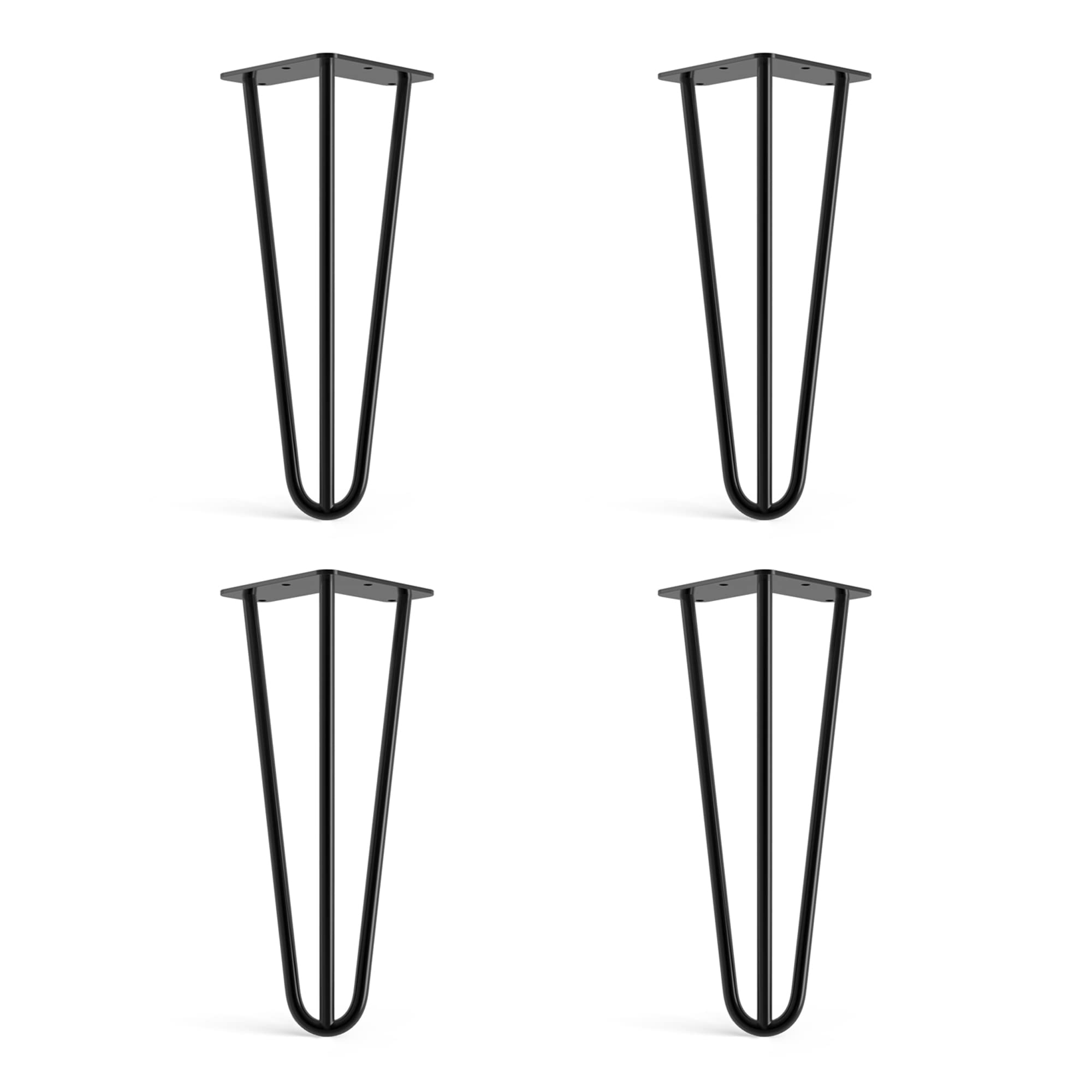 Dt Ironcraft Black 4 X Hairpin Legs From - 30Cm 3 Rod / 10Mm, - Low Coffee Table Legs With Floor Protector Feet & Screws