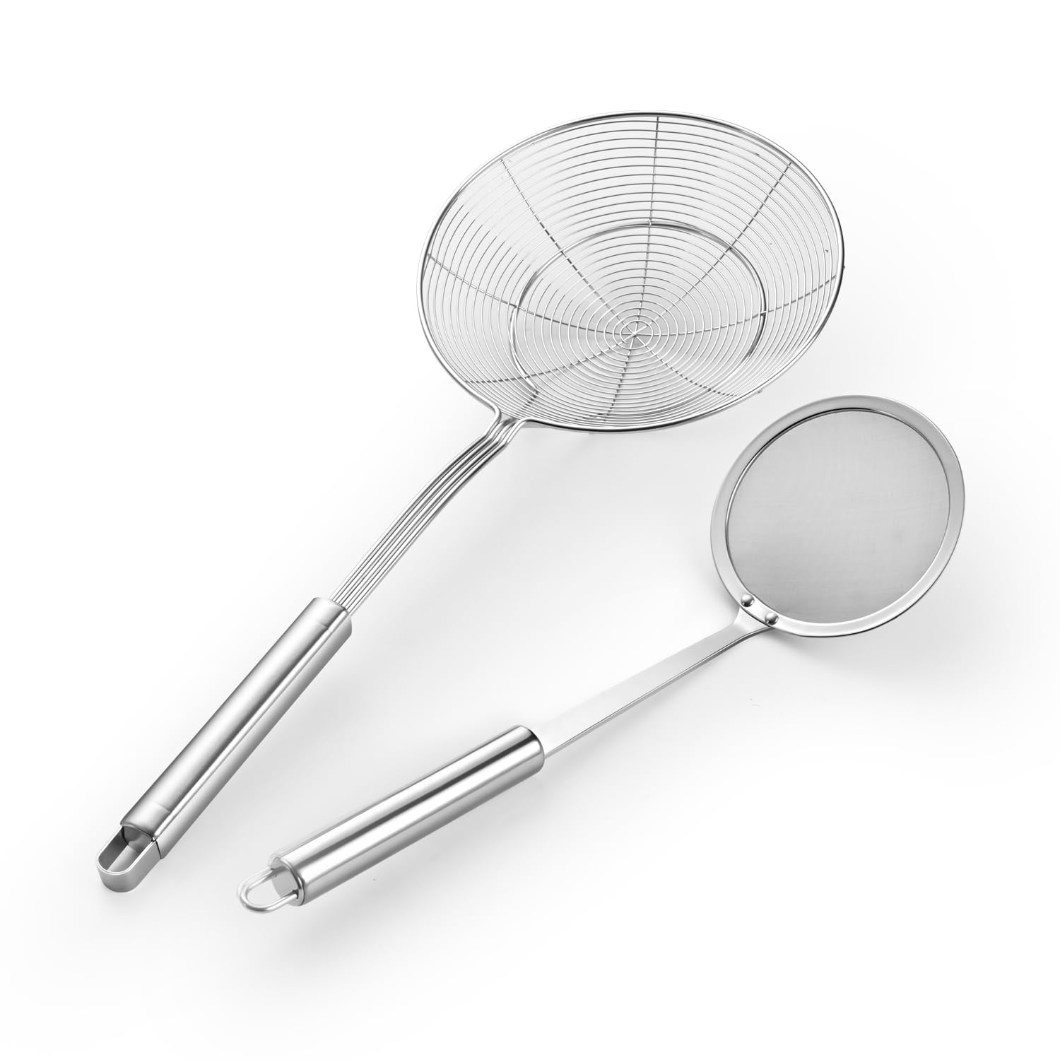 6.89 Large Metal Spider Strainer with Mesh Fatoff Mesh Slotted Spoon for Kitchen,Stainless Steel Cooking Oil Strainer for Deep Fry Basket