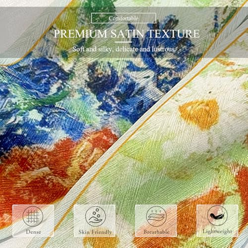Skinny Silk Scarf Narrow Long Neckerchief Colorful Oil Painting Print Satin Headband Headdress Hair Scarf Ribbon4