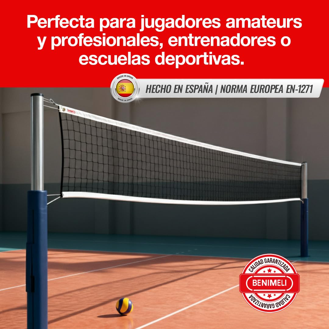 Red Voleibol Profesional | Redes de Voleibol 9,50x1 m para Entrenamiento y Competición | Red Resistente 100x100 Polipropileno con Fácil Montaje