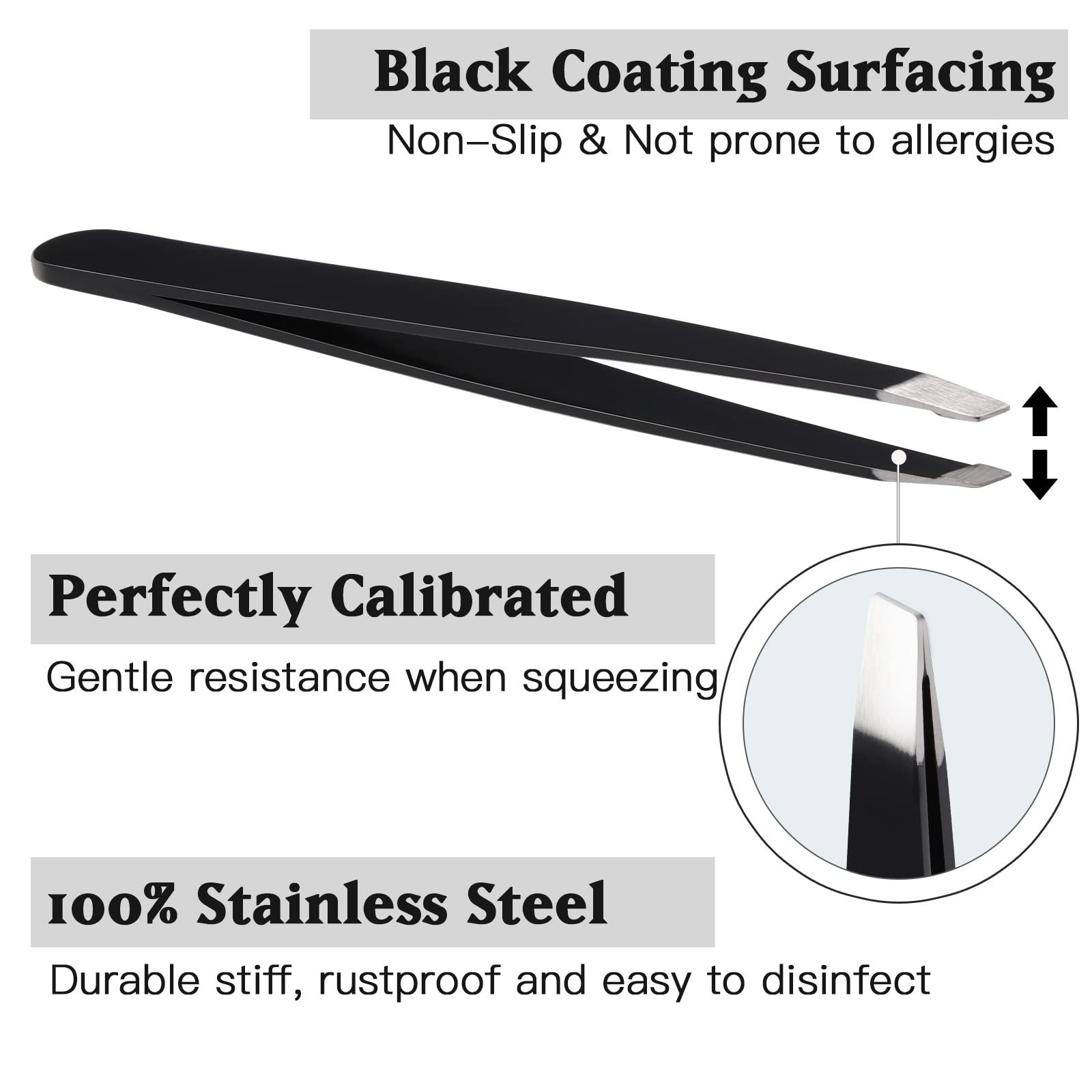 Brencco Zestaw 4 pęset precyzyjnych ze stali nierdzewnej, profesjonalna pęseta do brwi z powłoką antypoślizgową, do brwi, rzęs, wrastających włosków