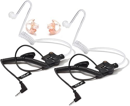 HYS Receptorescucha de 0.098 in solo auricular de tubo acústico de vigilancia hombro con un par de auriculares medianos (izquierdo y derecho)
