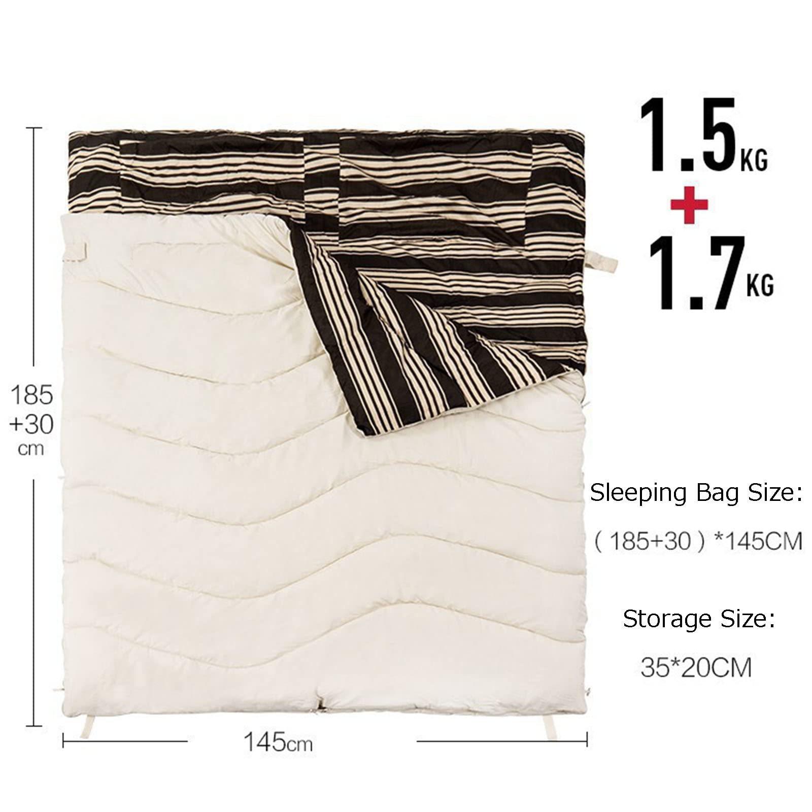 Sacco a Pelo Matrimoniale Queen Size con 2 Cuscini, per 2 Persone, Clima Freddo Caldo- 3 Stagioni, Sacco a Pelo per Adulti Impermeabile per Campeggio, Escursionismo con Sacco a Compressione