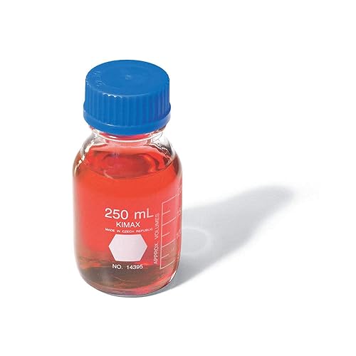 Vista 2 de Kimble 14395-100 vidrio borosilicato GL-45 Medios/botella de almacenamiento con tapón de rosca de polipropileno azul, 3.4 fl oz (caja de 10)