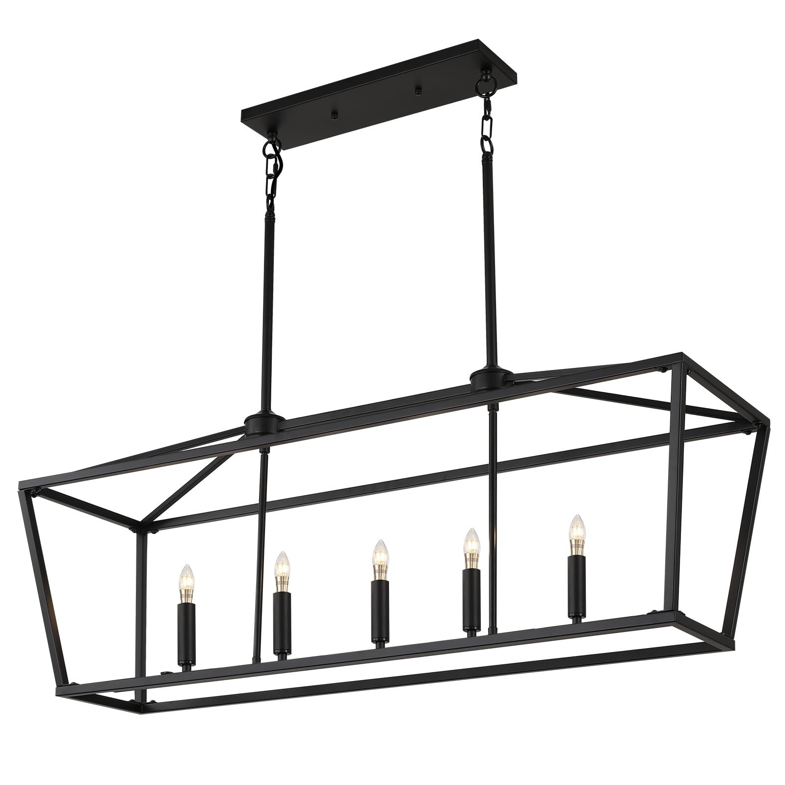Hilander CHEF TABLE LIGHT 90×60 Lanhall 5-Light Farmhouse Chandelier Black Dining Room Light