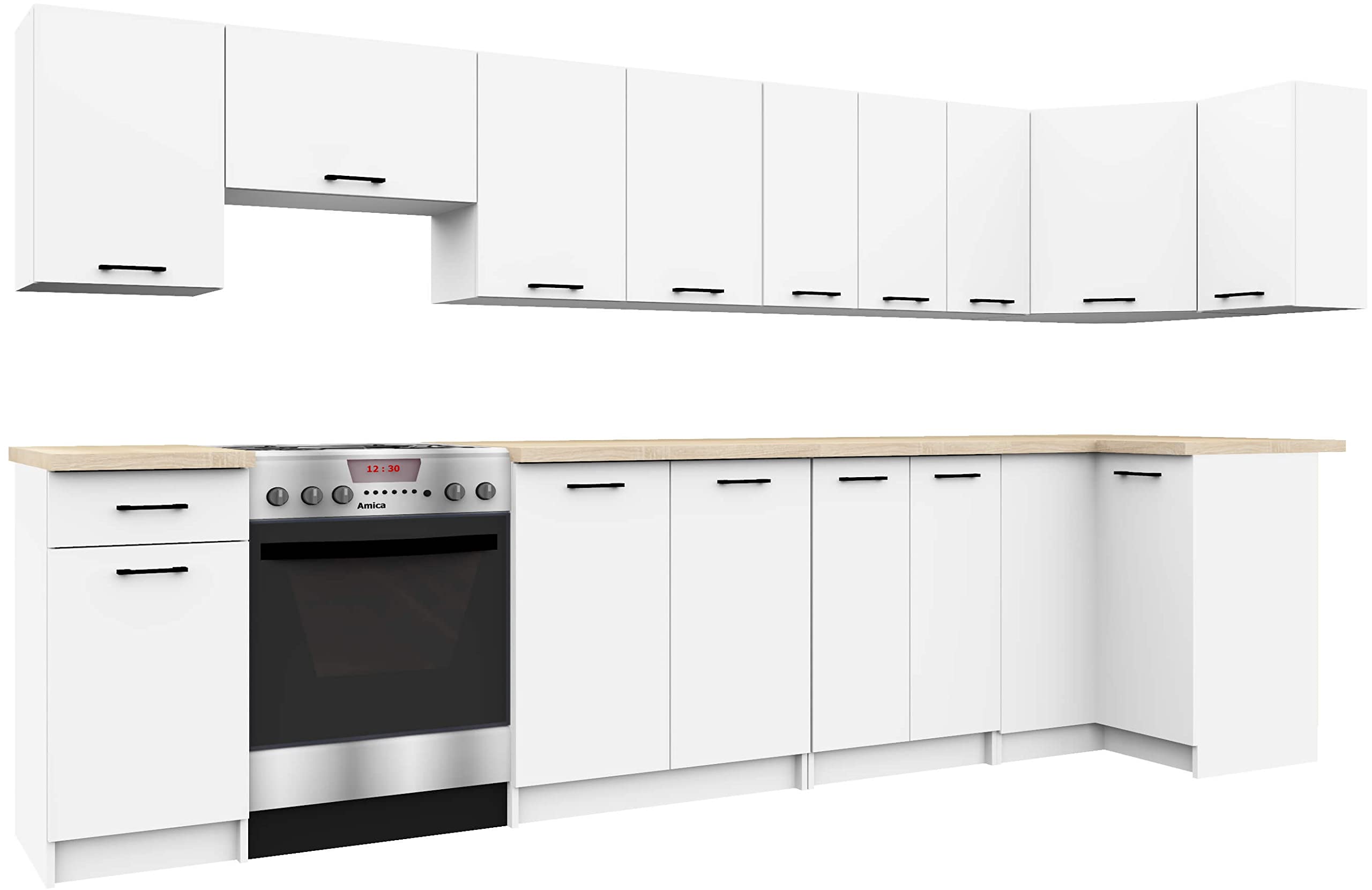 AKORD | Mueble de Cocina con encimera - Oliwia S60 | Mueble Base con 2 Puertas y 2 estantes | Mueble de Entrada | Aparador | Isla | Armario | 46 x 60 x 85 cm | Blanco