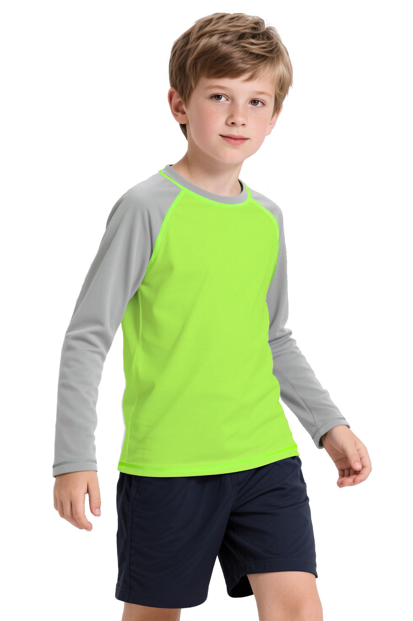ANGEL CITIZ Jungen Kurzarm Rundhals Badeshirt UV Kinder Rashguard UPF 50+ Schwimmshirt Kinder 125-155